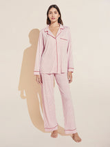 Gisele Long Printed PJ Set - Duo Stripe Haute Red-EBERJEY-Over the Rainbow