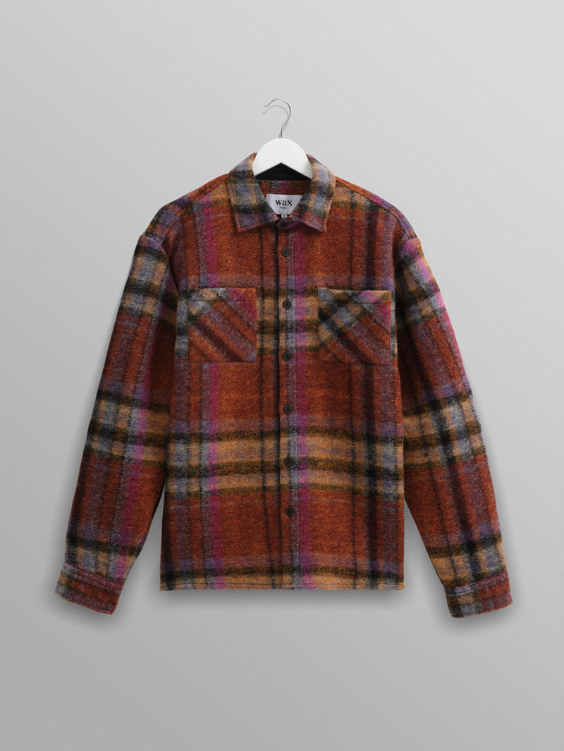 Whiting Overshirt - Multi Wool Check-Wax London-Over the Rainbow