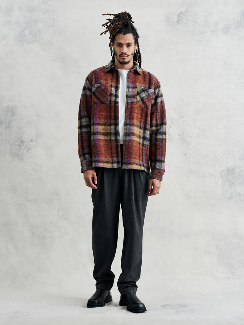 Whiting Overshirt - Multi Wool Check-Wax London-Over the Rainbow