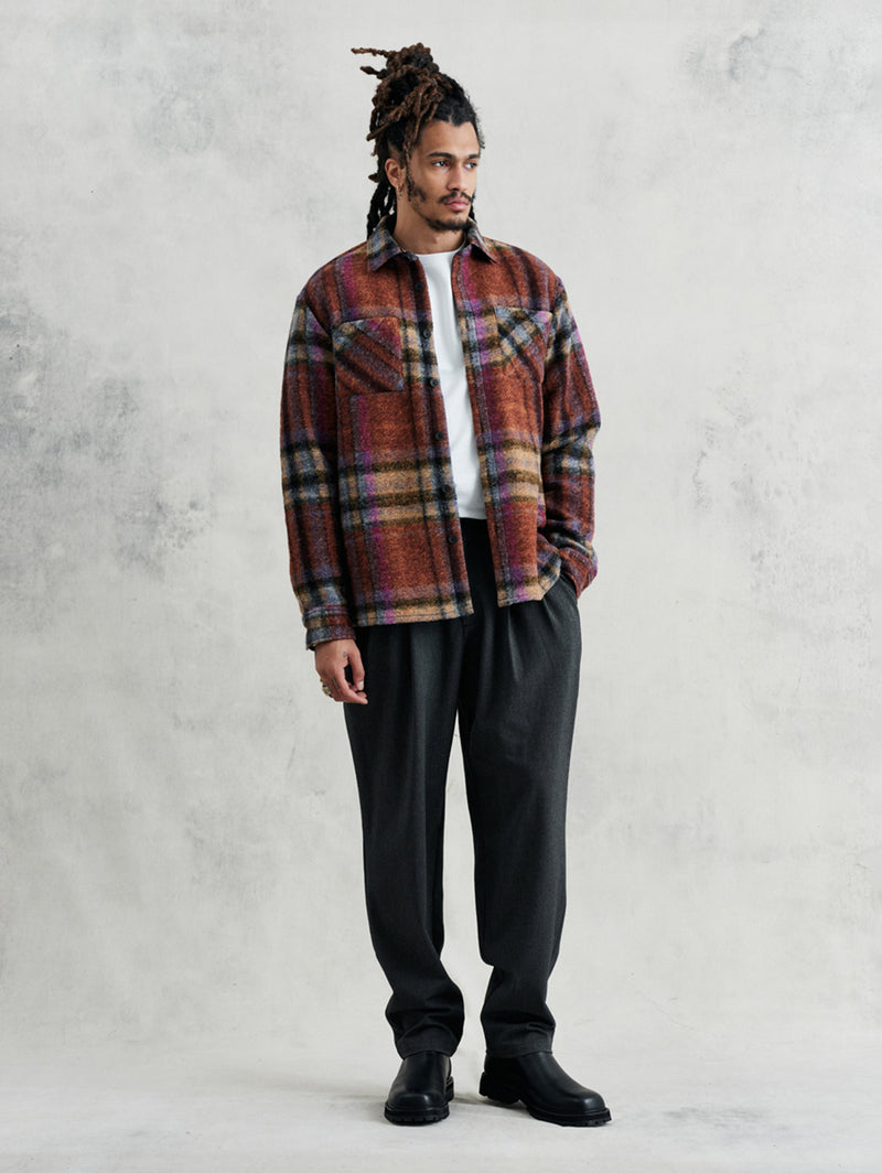 Whiting Overshirt - Multi Wool Check-Wax London-Over the Rainbow