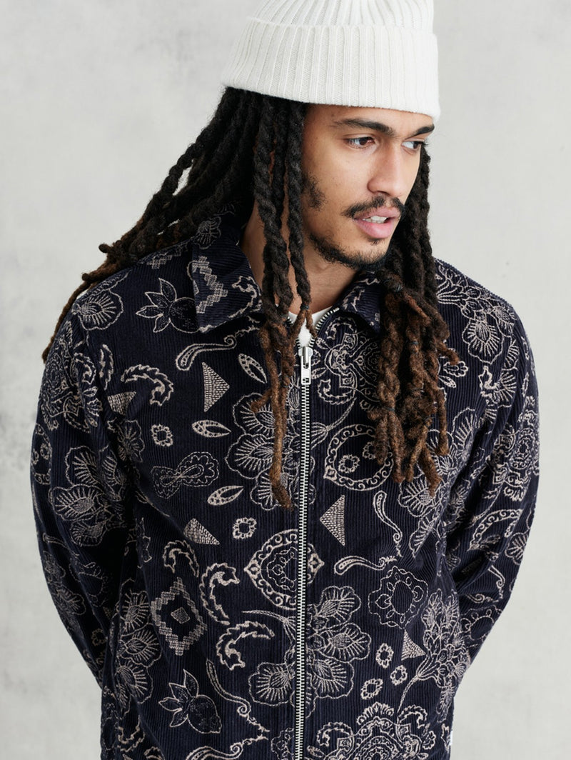 Park Floral Cord Jacket - Navy-Wax London-Over the Rainbow