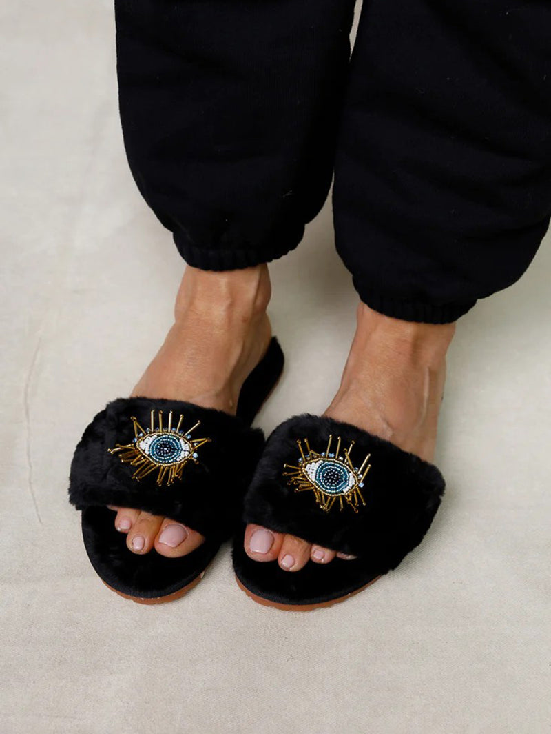 Evil Eye Beaded Slipper-LIM LIM-Over the Rainbow