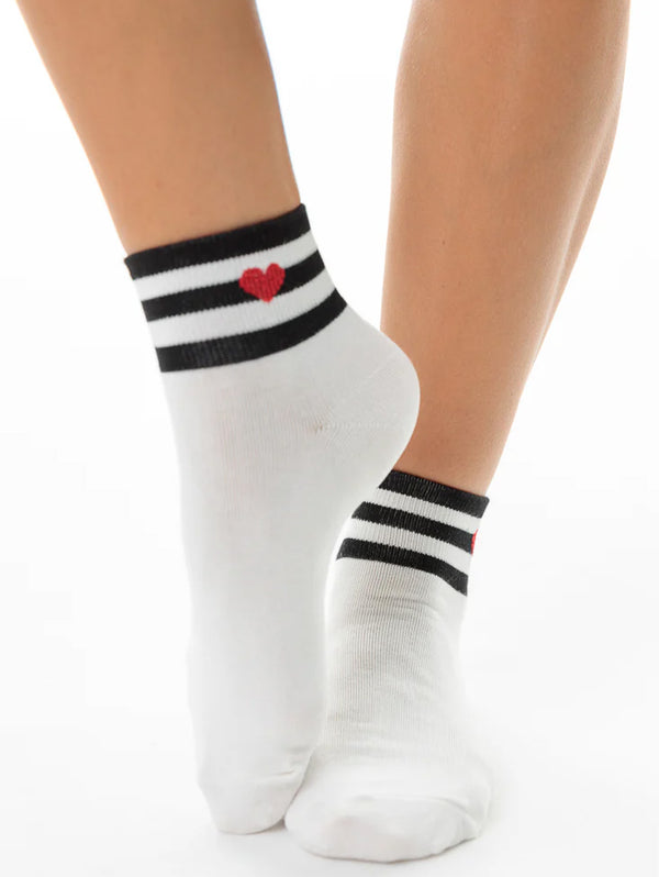 Short Stripe Heart Sock - White-LIM LIM-Over the Rainbow