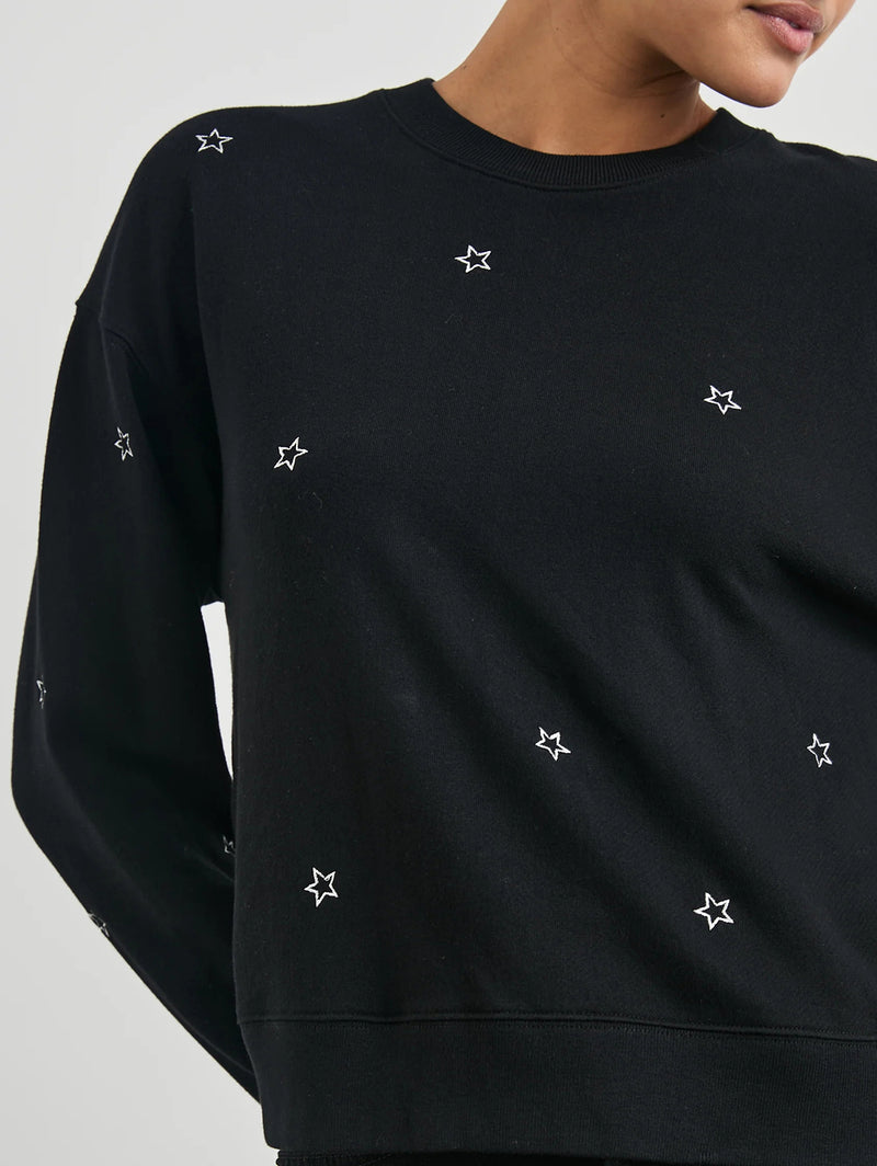 Ramona Sweatshirt - Black Silver Star Embroidery-Rails-Over the Rainbow