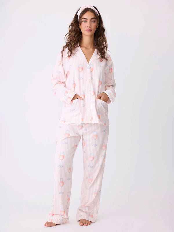 Rose All Day Flannel PJ Set - Pink Mist-PJ Salvage-Over the Rainbow