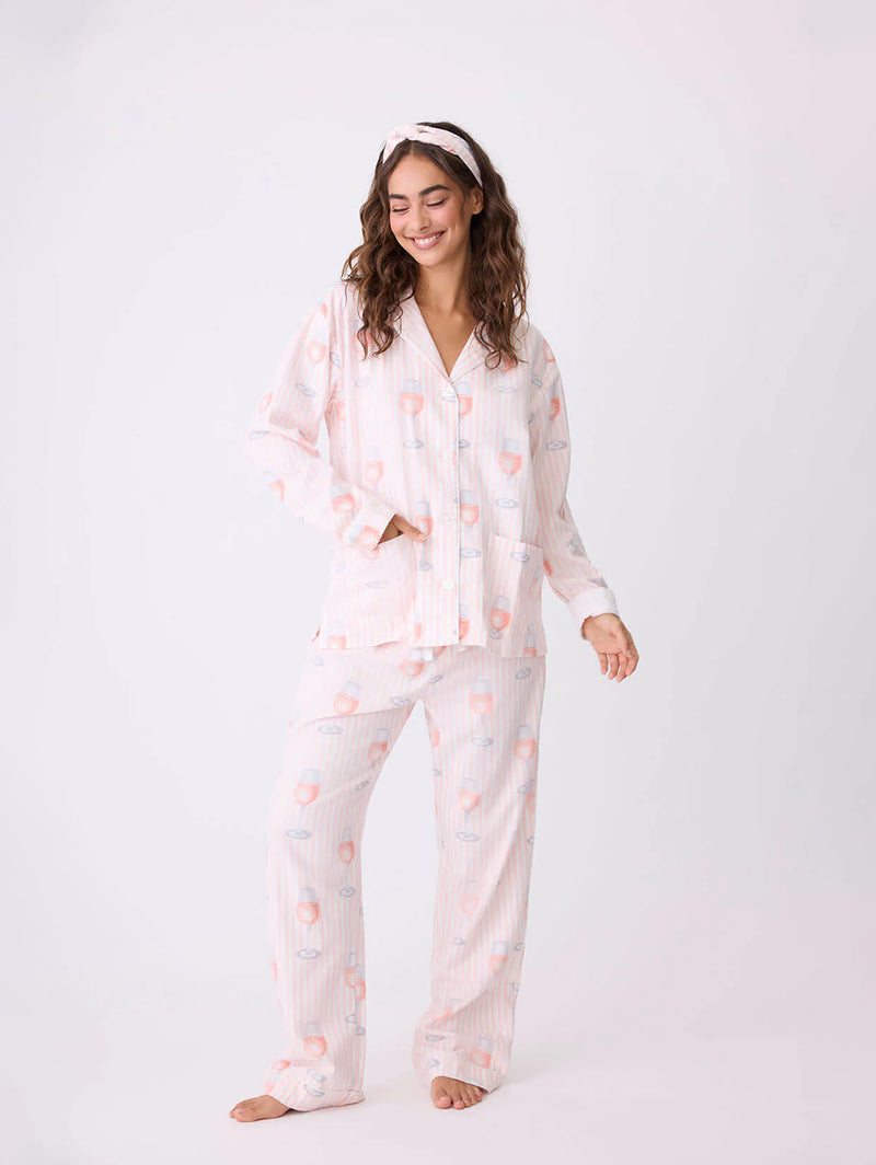 Rose All Day Flannel PJ Set - Pink Mist-PJ Salvage-Over the Rainbow