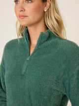 Campfire Cozy Feather Knit 1/4 Zip Sweater - Sage Leaf-PJ Salvage-Over the Rainbow