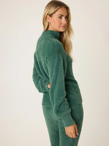 Campfire Cozy Feather Knit 1/4 Zip Sweater - Sage Leaf-PJ Salvage-Over the Rainbow