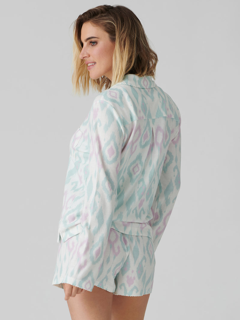 Ikat Watercolour Long Sleeve Top - Seafoam-PJ Salvage-Over the Rainbow