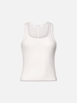 Rib Scoop Neck Tank - White-FRAME-Over the Rainbow