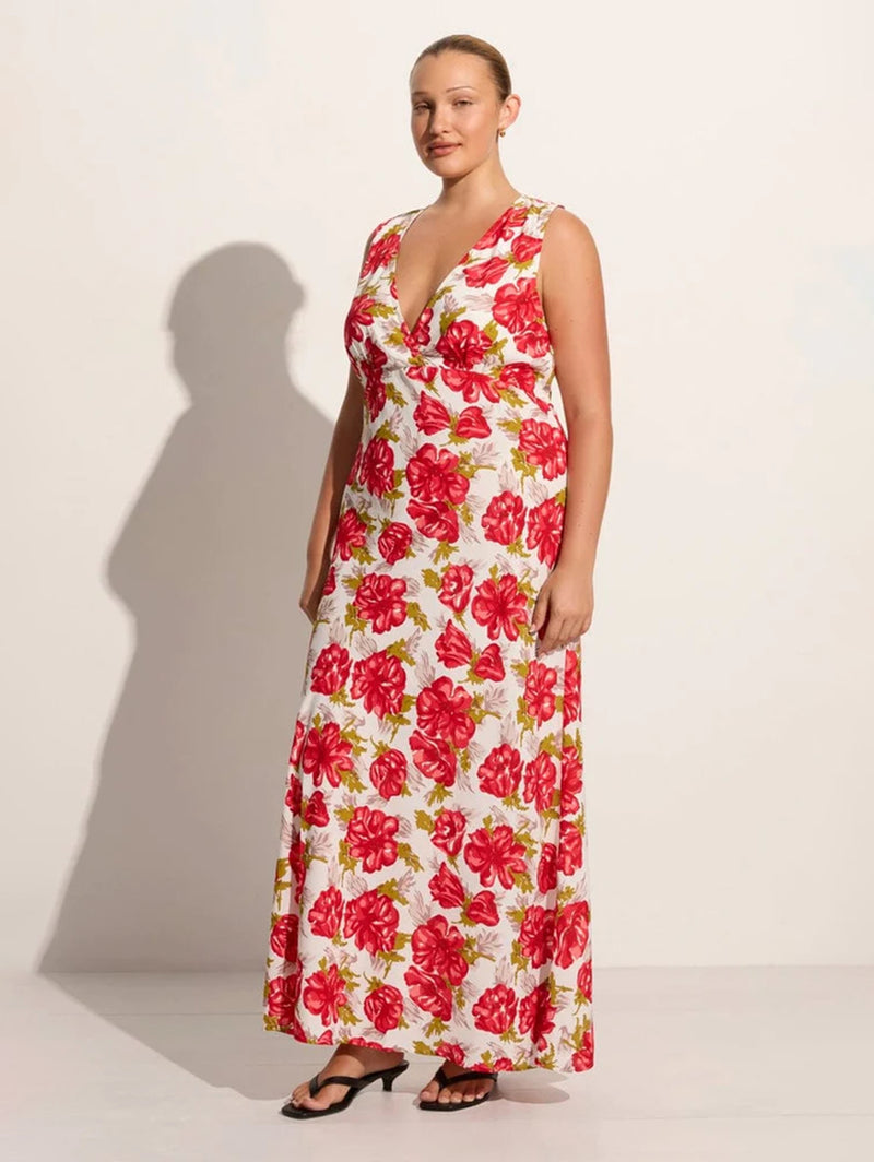 Acacia Maxi Dress - Isadora Floral Red-FAITHFULL THE BRAND-Over the Rainbow