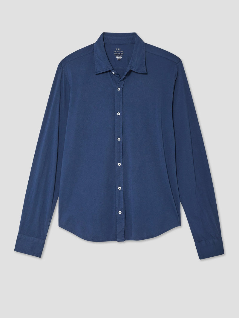 Long Sleeve Supima Easy Shirt - Indigo-SAVE KHAKI-Over the Rainbow