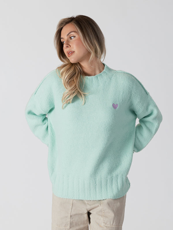 Tanya Heart Sweater - Mint Lavender-LYLA+LUXE-Over the Rainbow