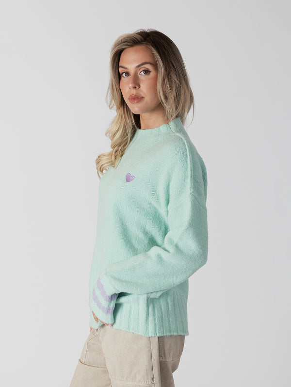 Tanya Heart Sweater - Mint Lavender-LYLA+LUXE-Over the Rainbow