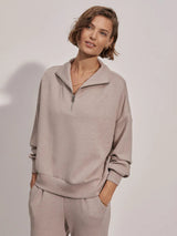 Hawley Half Zip Sweatshirt - Taupe Marl-VARLEY-Over the Rainbow