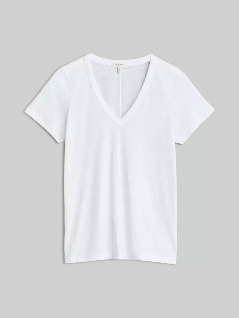 Slub V-Neck Tee - White-RAG + BONE-Over the Rainbow