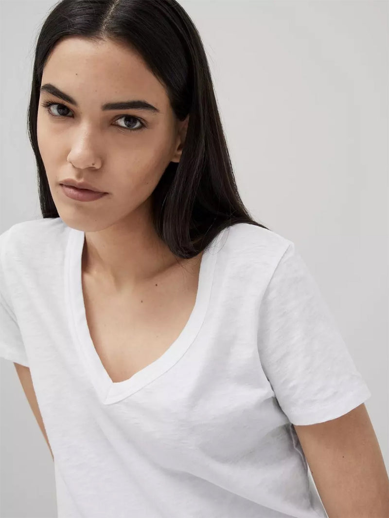 Slub V-Neck Tee - White-RAG + BONE-Over the Rainbow