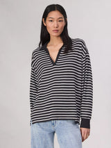 Knit Stripe Polo - Black/White-RAG + BONE-Over the Rainbow