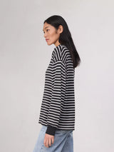 Knit Stripe Polo - Black/White-RAG + BONE-Over the Rainbow