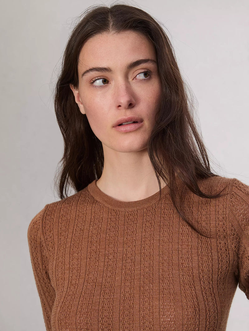 Tina Merino Wool Crew Sweater - Camel-RAG + BONE-Over the Rainbow