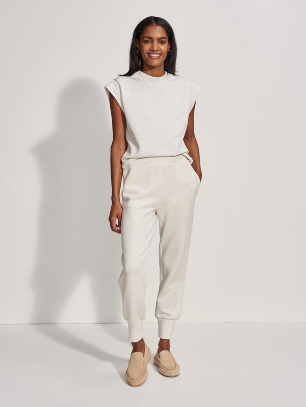 The Slim Cuff Pant 25" - Ivory Marl-VARLEY-Over the Rainbow