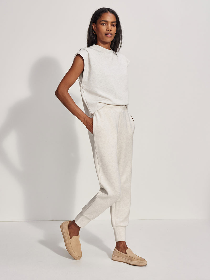 The Slim Cuff Pant 25" - Ivory Marl-VARLEY-Over the Rainbow