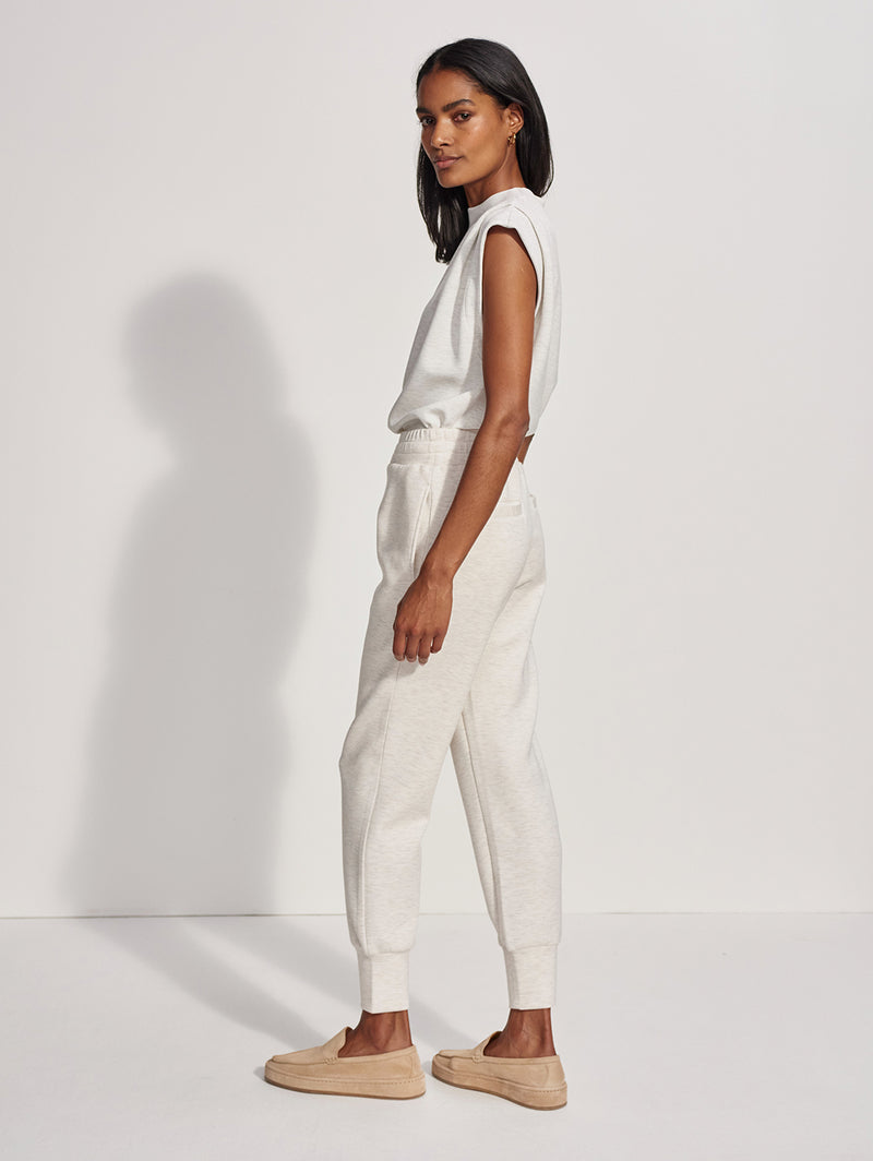 The Slim Cuff Pant 25" - Ivory Marl-VARLEY-Over the Rainbow