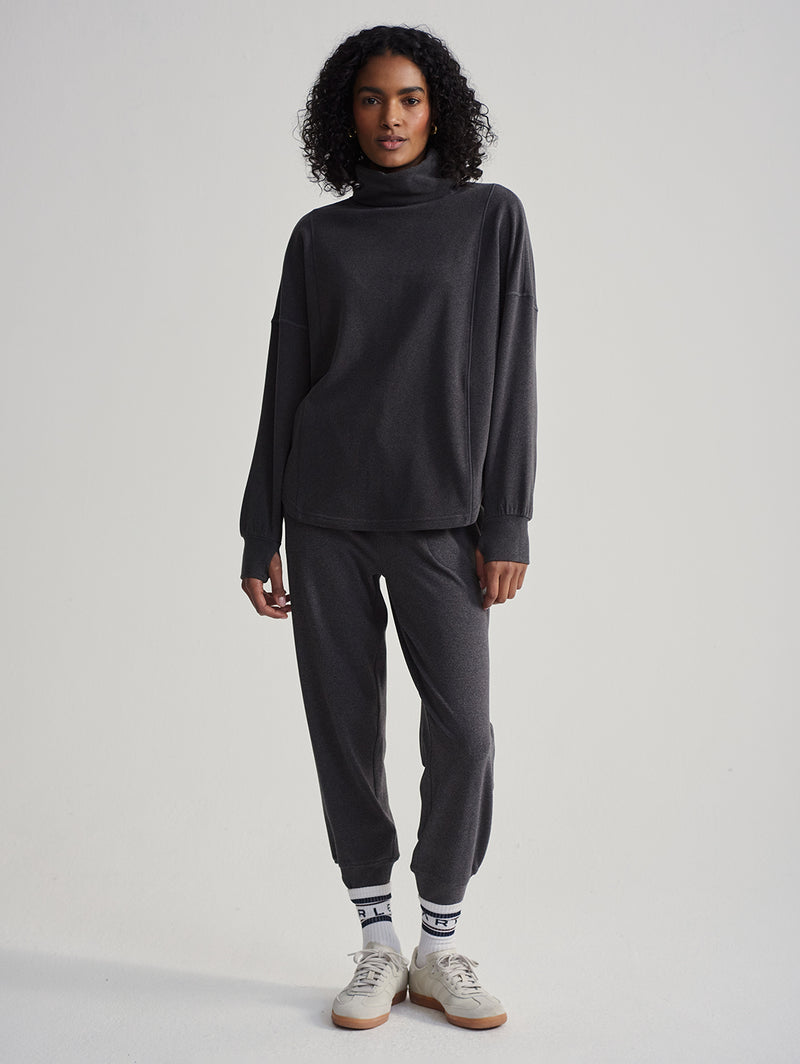 Rainer Roll Neck Top - Black Marl-VARLEY-Over the Rainbow