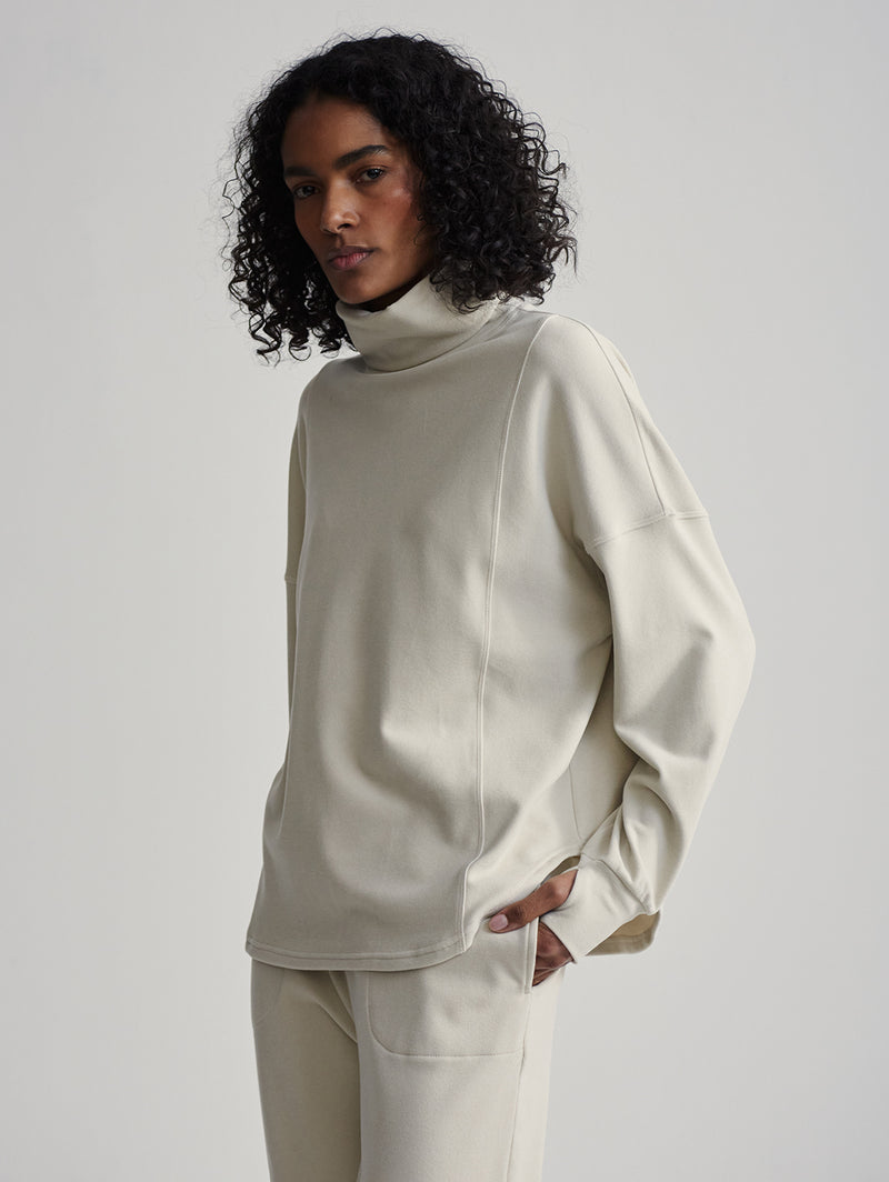 Rainer Roll Neck Top - Cement Marl-VARLEY-Over the Rainbow