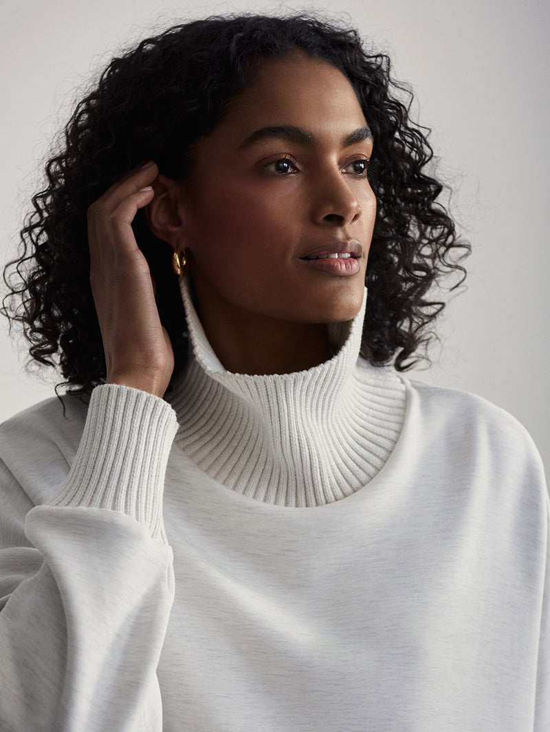 Barker High Neck Sweatshirt - Ivory Marl-VARLEY-Over the Rainbow