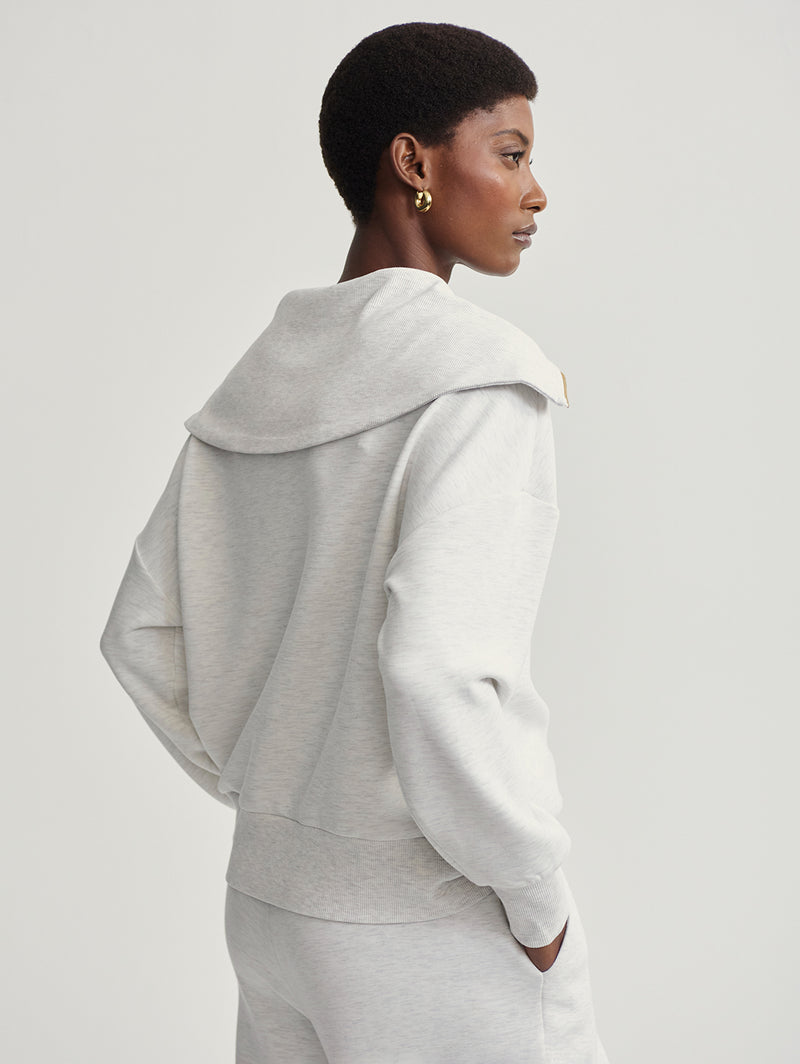 Catherine Half Zip Sweatshirt - Ivory Marl-VARLEY-Over the Rainbow