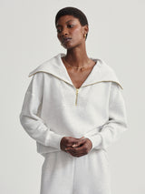 Catherine Half Zip Sweatshirt - Ivory Marl-VARLEY-Over the Rainbow