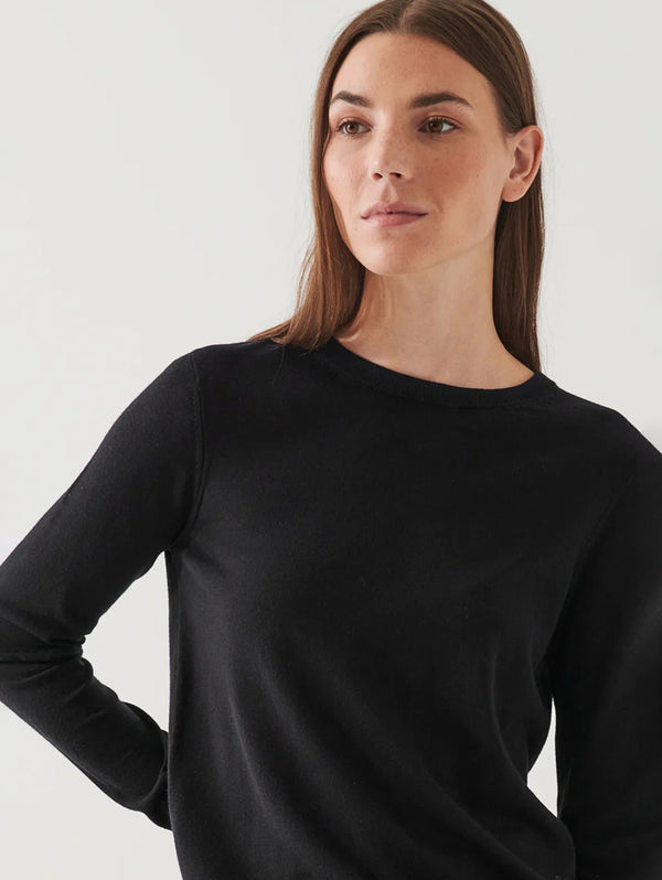 Merino Wool Classic Crewneck - Black-Patrick Assaraf-Over the Rainbow