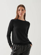 Merino Wool Classic Crewneck - Black-Patrick Assaraf-Over the Rainbow