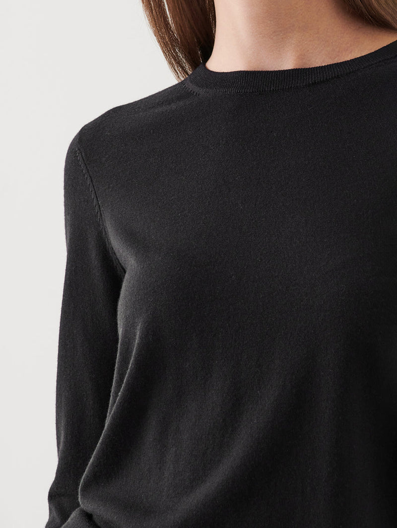 Merino Wool Classic Crewneck - Black-Patrick Assaraf-Over the Rainbow