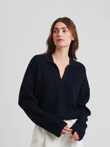 Merino Relaxed Polo - Dark Navy-Patrick Assaraf-Over the Rainbow