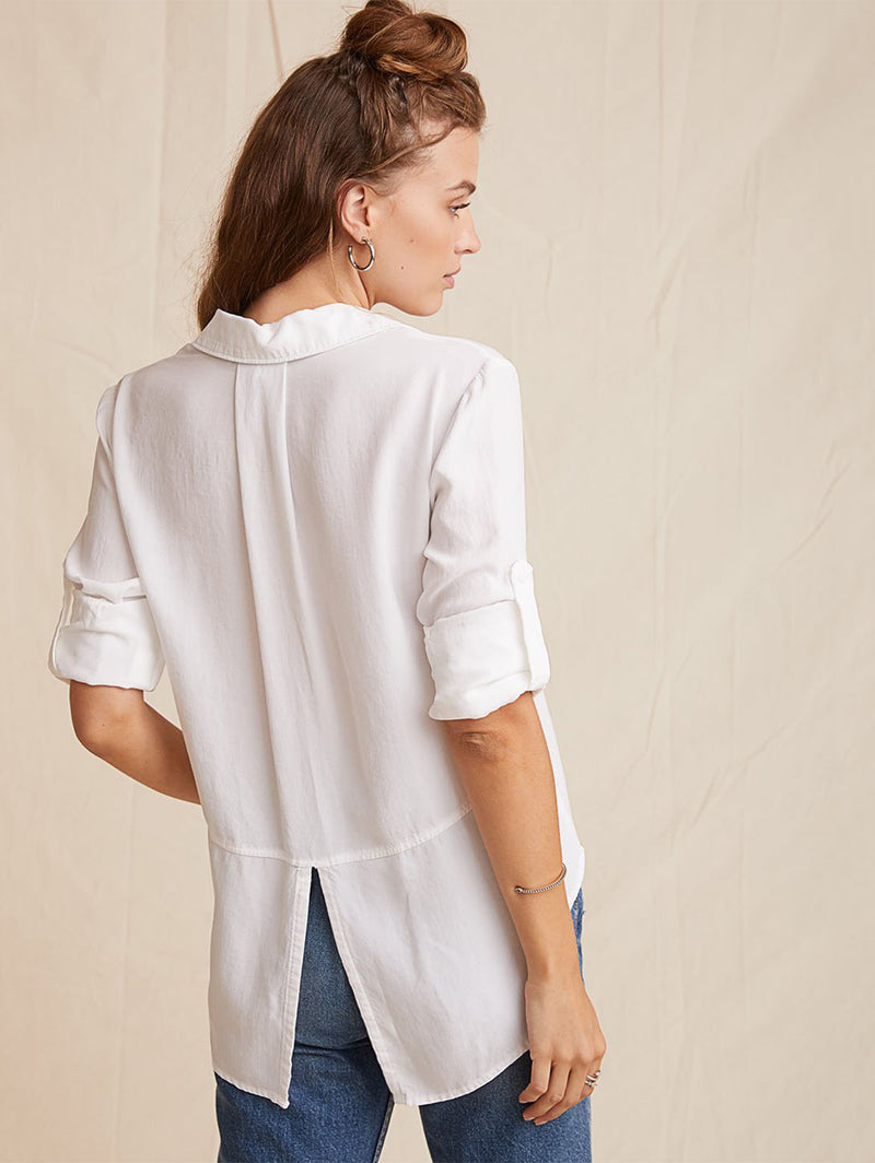 Split Back Button Down Shirt - White-Bella Dahl-Over the Rainbow