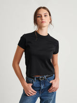 Iconic Pima Stretch Baby Tee - Black-Patrick Assaraf-Over the Rainbow