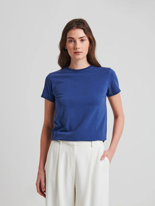 Sublime Reactive Pima Cotton Stretch T-Shirt - Blue Indigo-Patrick Assaraf-Over the Rainbow