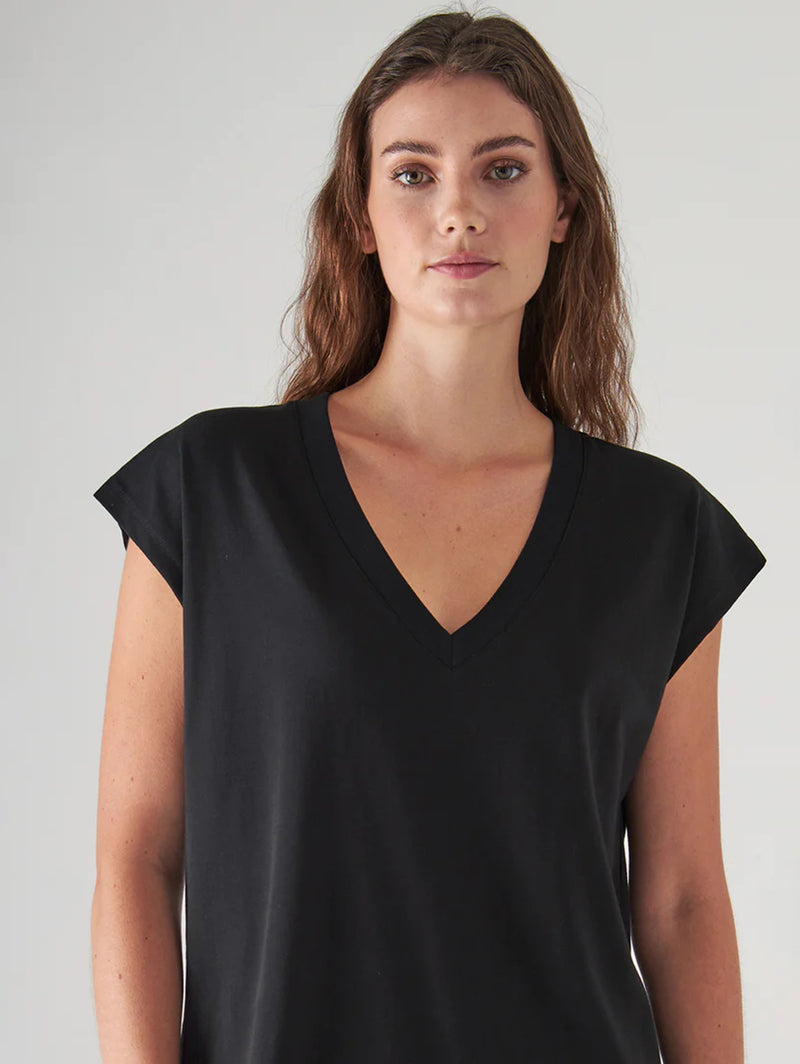 Dolman V-Neck Tee - Black-Patrick Assaraf-Over the Rainbow