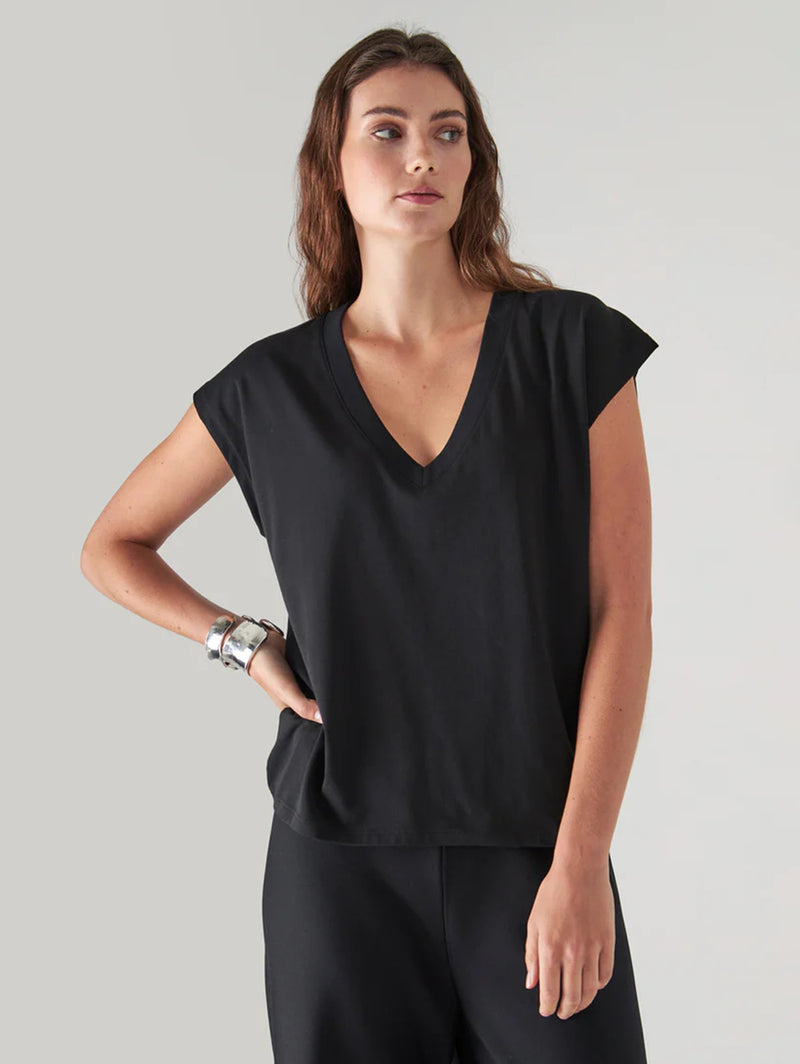 Dolman V-Neck Tee - Black-Patrick Assaraf-Over the Rainbow