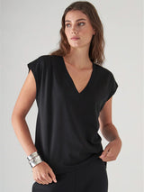 Dolman V-Neck Tee - Black-Patrick Assaraf-Over the Rainbow