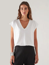 Dolman V-Neck Tee - White-Patrick Assaraf-Over the Rainbow