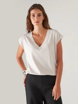 Dolman V-Neck Tee - White-Patrick Assaraf-Over the Rainbow