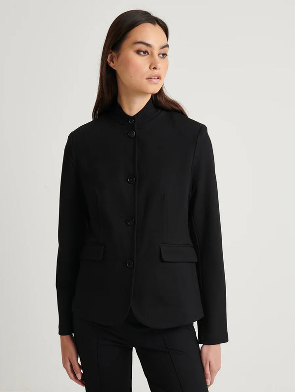 Ponte Collarless Single Breasted Blazer - Black-Patrick Assaraf-Over the Rainbow