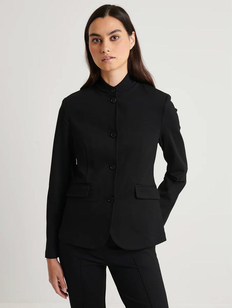 Ponte Collarless Single Breasted Blazer - Black-Patrick Assaraf-Over the Rainbow