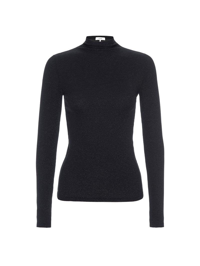 Lurex Turtleneck Top - Black-FRAME-Over the Rainbow