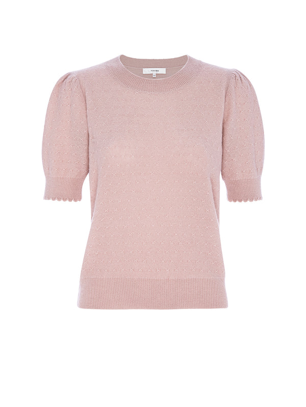 Puff Sleeve Pointelle Sweater - Peony-FRAME-Over the Rainbow