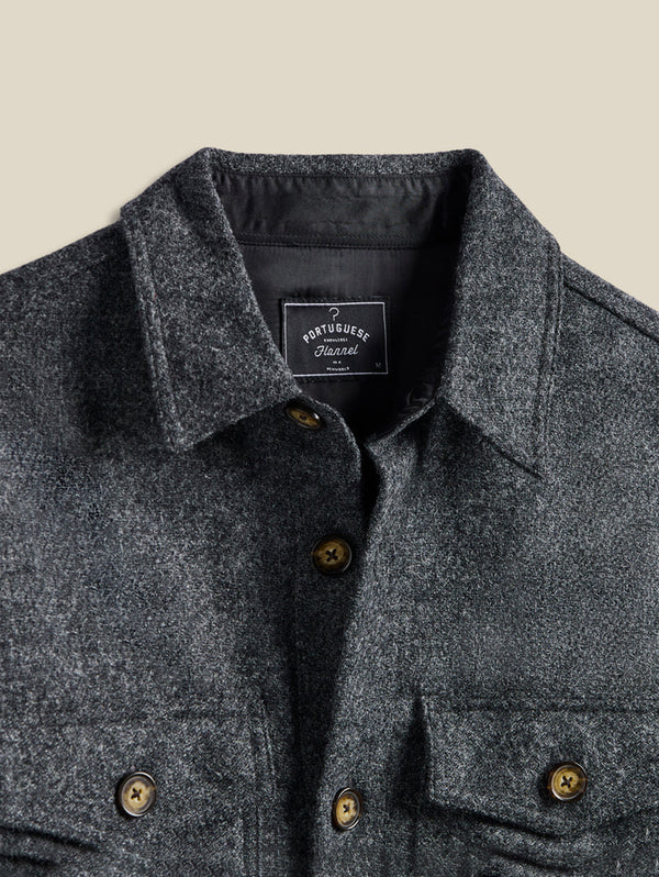 Wool Field Overshirt - Grey-PORTUGUESE FLANNEL-Over the Rainbow