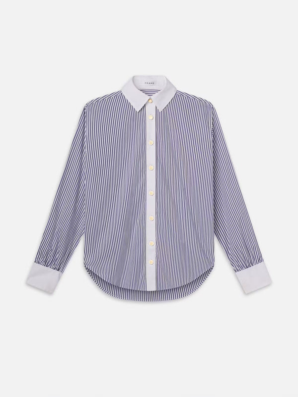 The Borrowed Shirt - Dark Chambray Multi-FRAME-Over the Rainbow